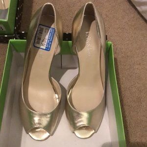 Shoes Gold open toe pumps